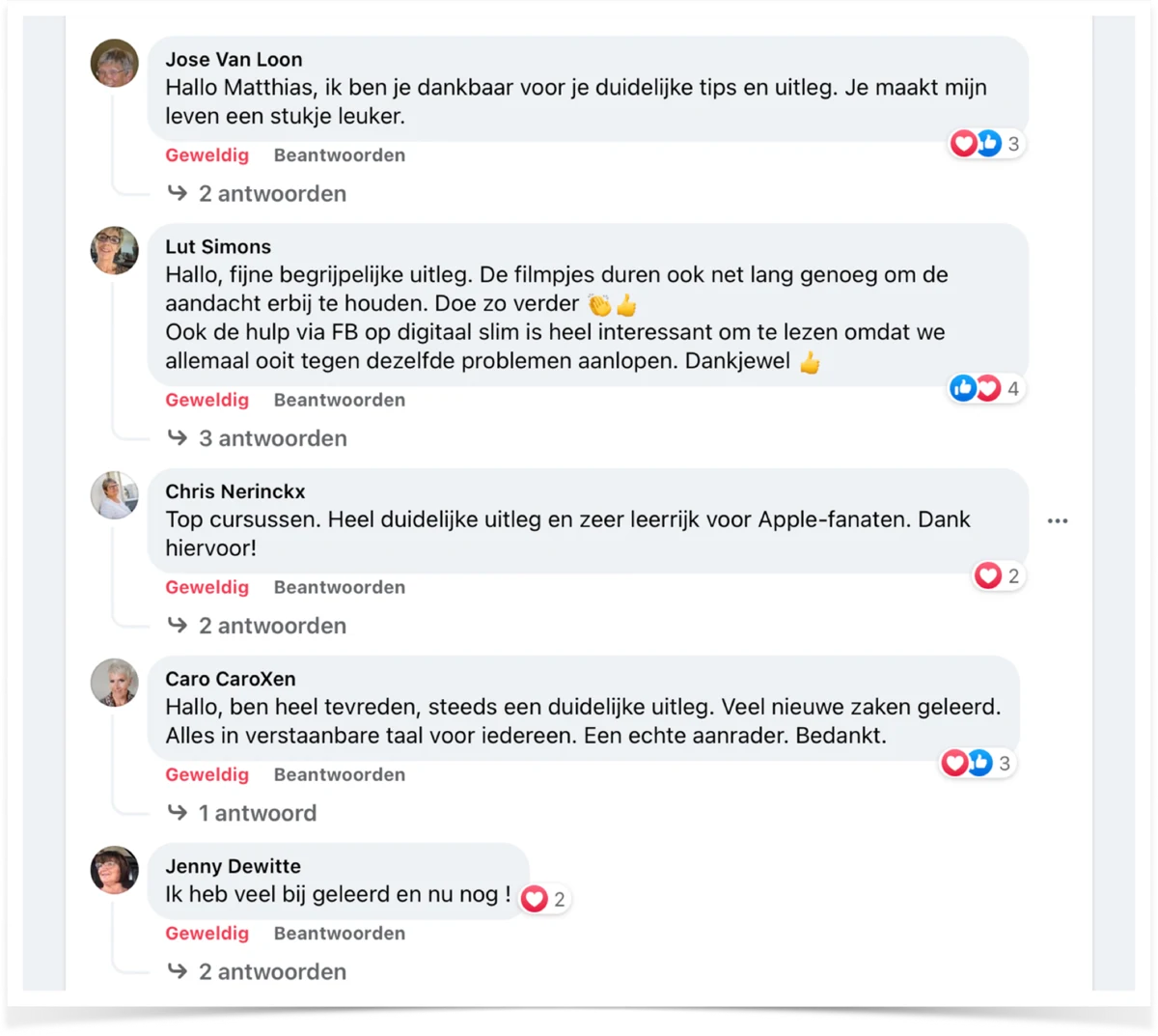 Reacties van cursisten: duidelijke tips en uitleg, filmpjes van de juiste lengte