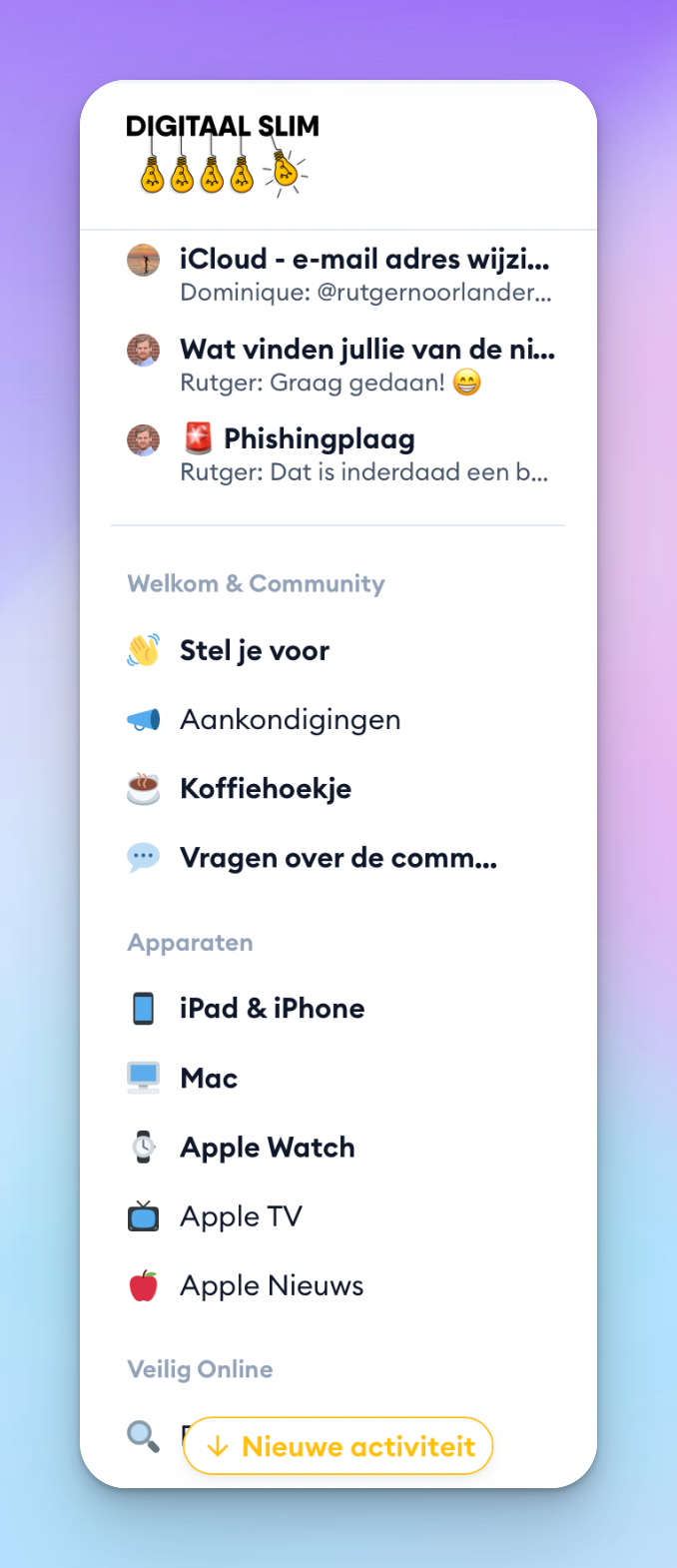Alle kanalen in de community