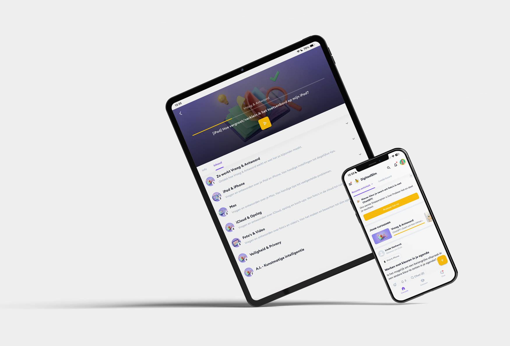 De DigitaalSlim Plus+ app op iPhone en iPad