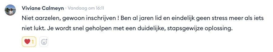 Reactie van Viviane Calmeyn: eindelijk geen stress meer als iets niet lukt